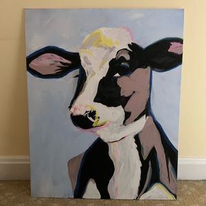 16x20” Hand-Painted Cow Canvas